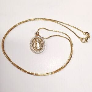 Gold Plated 925 Silver Necklace Our Lady Virgin Mary Catholic Valentines Gift